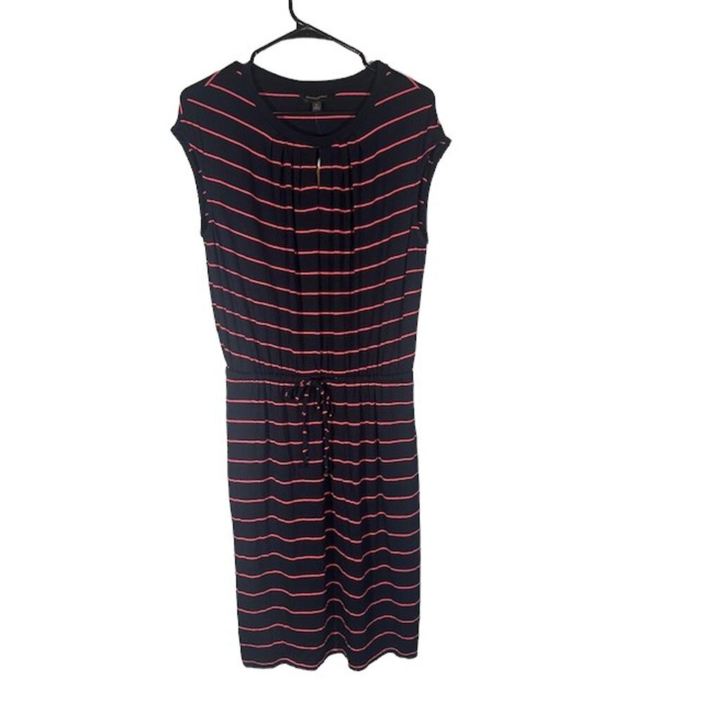 Banana Republic Black & Pink Striped Short Sleeve Classic Dress Women Sz S